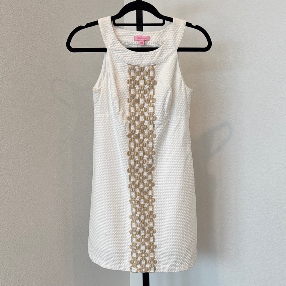 Lilly Pulitzer Jacqueline A Line White Shift Dress, Sz 0